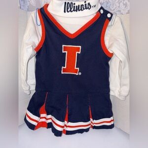 Baby Illinois blue and orange cheerleading outfit uniform size 12 months